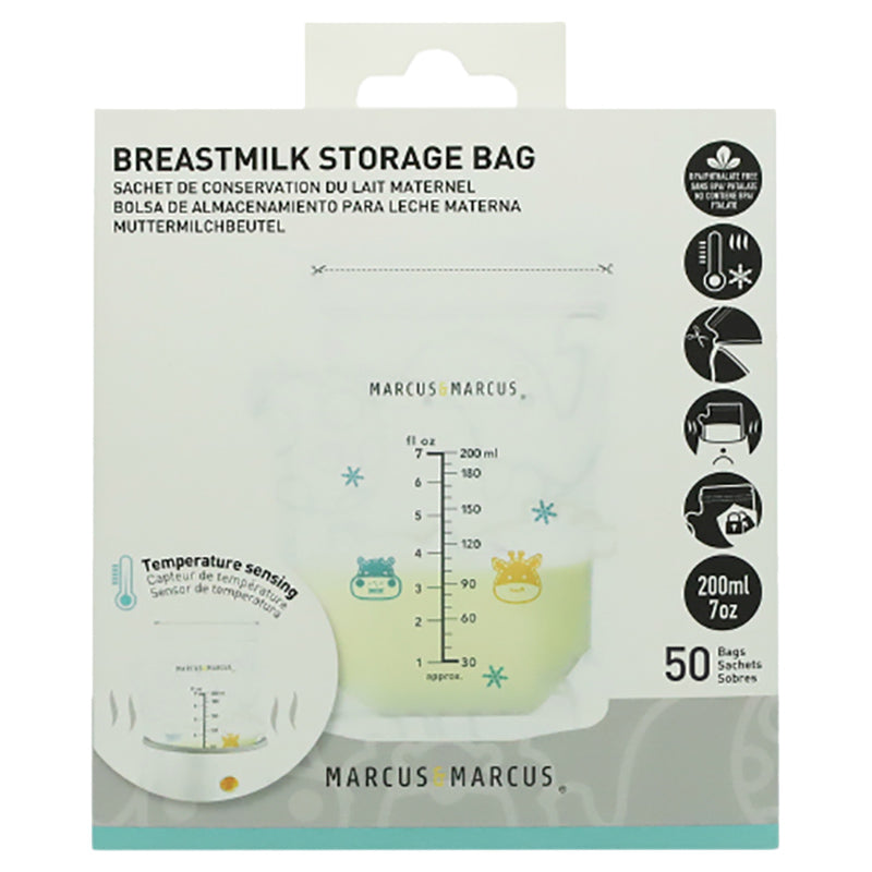 Marcus N Marcus  Breastmilk Storage Bag Temperature Sensing 200Ml  Pack Of 50 Bags Marcus & Marcus Yallatoys
