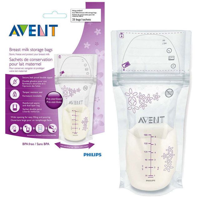 Philips Avent Breast Milk Storage Bags 180ml Pack of 25 Philips Avent Yallatoys