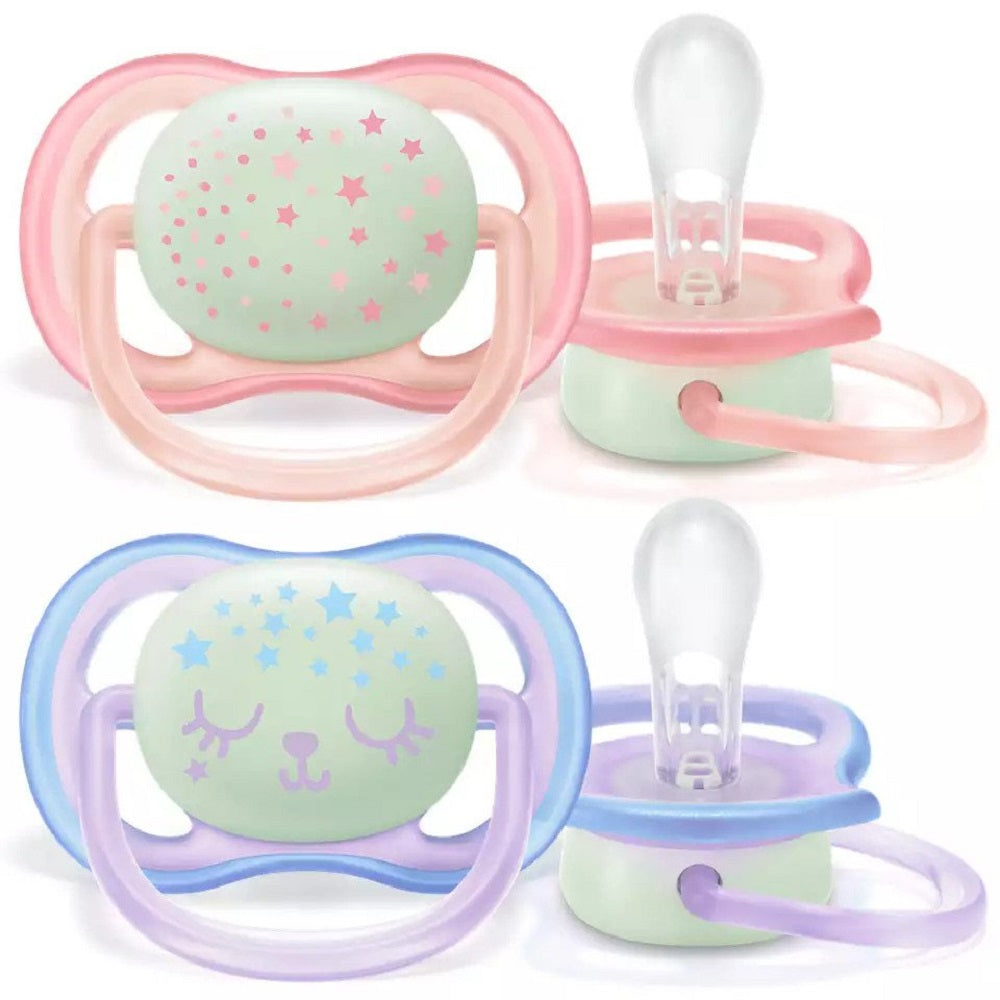 Philips Avent Soother Sil Ultra Air 0-6m Night Girl 2Pcs Philips Avent Yallatoys