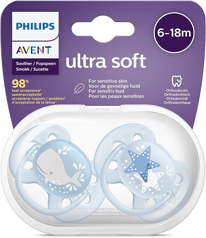 Philips Avent Soother Sil Soft 6-18m Boy Deco 2pcs Philips Avent Yallatoys