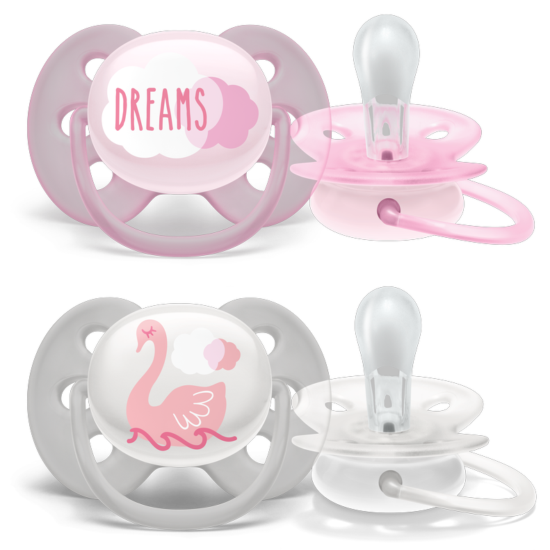 Philips Avent Soother Sil Ultra Air 0-6m Girl Deco 2pcs Philips Avent Yallatoys
