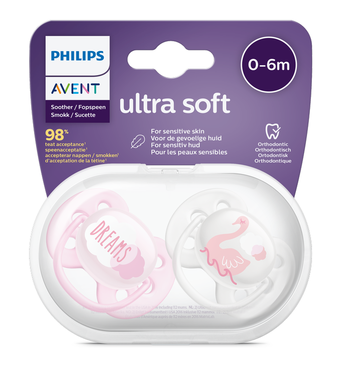 Philips Avent Soother Sil Ultra Air 0-6m Girl Deco 2pcs Philips Avent Yallatoys