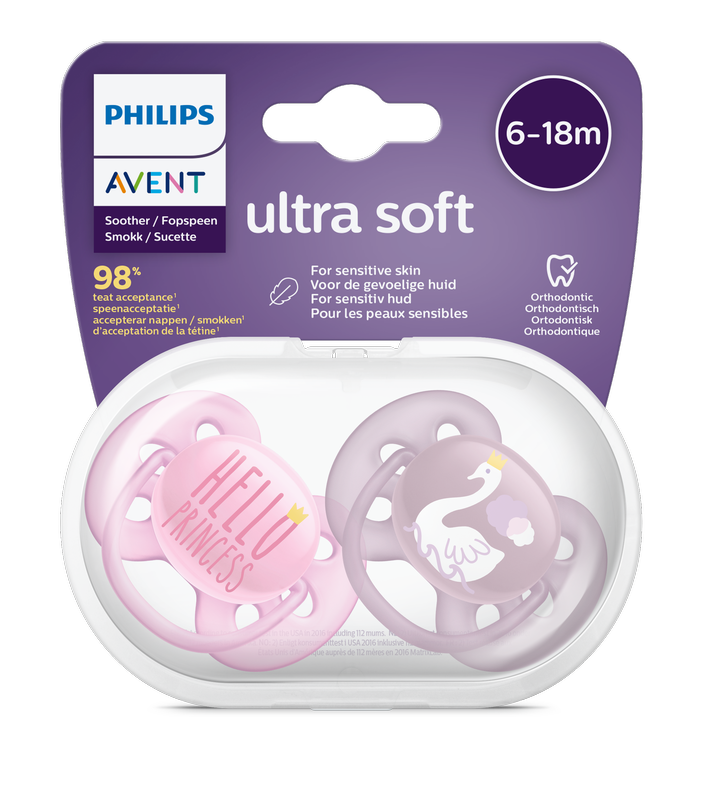 Philips Avent Soother Sil Soft 6-18m Girl Deco 2pcs Philips Avent Yallatoys