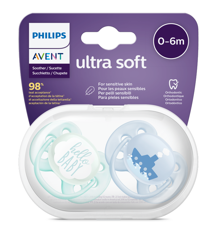 Philips Avent Soother Sil Soft 0-6m Boy Deco 2pcs Philips Avent Yallatoys