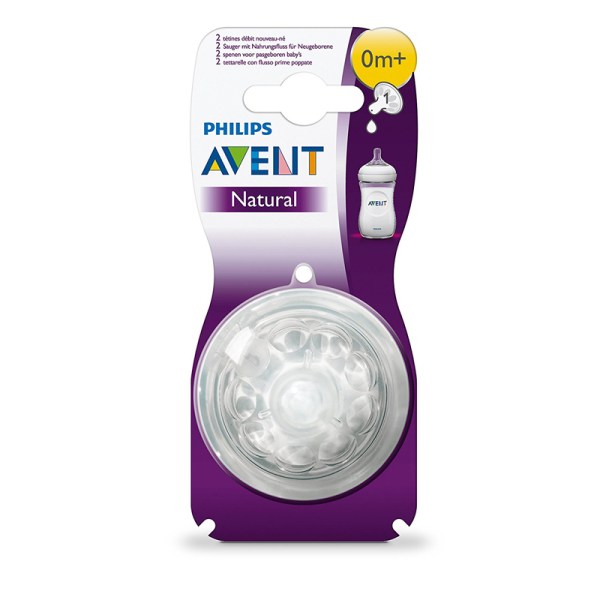 Avent Natural Nipple for Newborn 0 Month+ 2pcs Pack Philips Avent Yallatoys