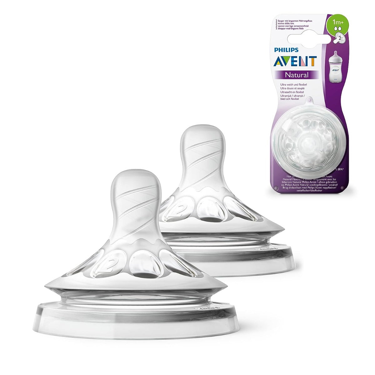 Avent Natural Nipple for 1 Month+ 2pcs Pack Philips Avent Yallatoys