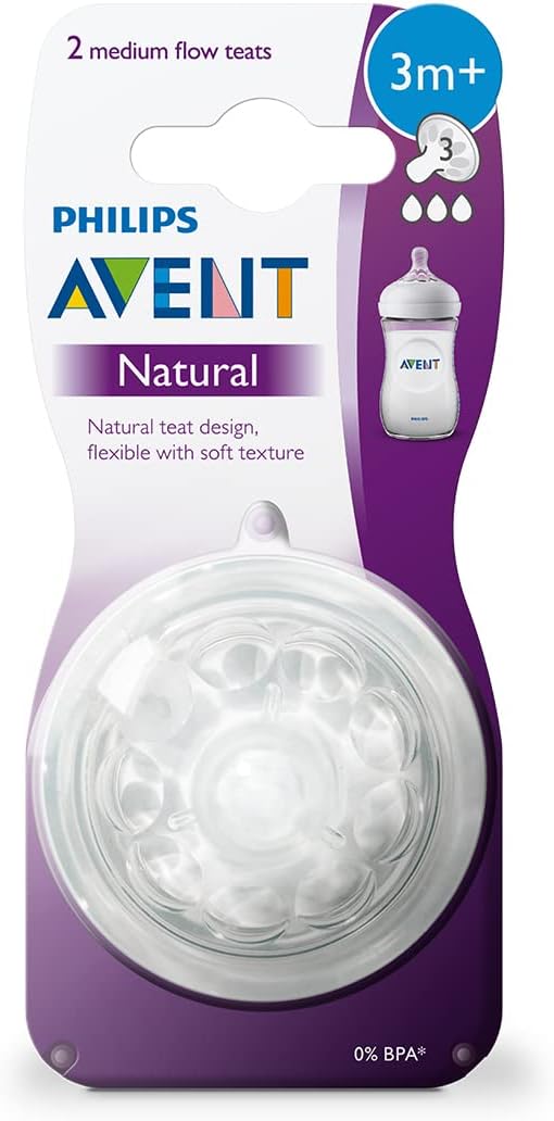 Avent Natural Nipple for 3 Month+ 2pcs Pack Philips Avent Yallatoys