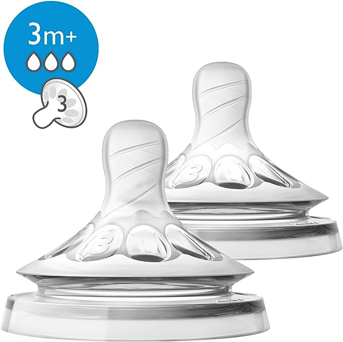 Avent Natural Nipple for 3 Month+ 2pcs Pack Philips Avent Yallatoys