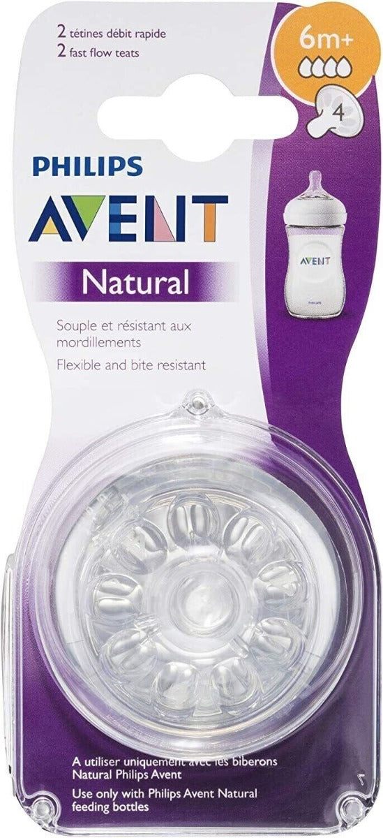 Avent Natural Nipple for 6 Month+ 2pcs Pack Philips Avent Yallatoys