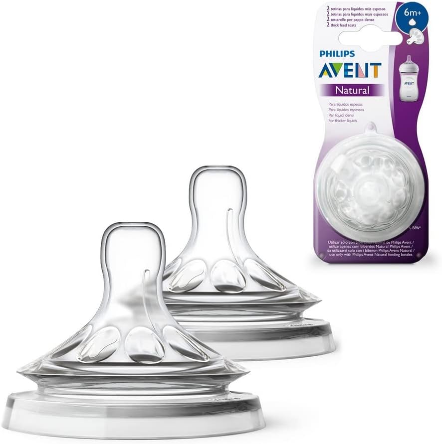 Avent Natural Feeding Nipple Teats Thick Feed 6 Months+ 2pcs Pack Philips Avent Yallatoys