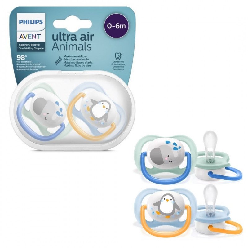 Avent Ultra Air Animals Pacifier Soother New Born to 6 months 2pcs Pack (Sold Separately Subject to Availability) Philips Avent Yallatoys