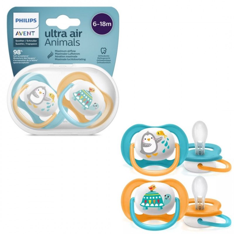 Avent Ultra Air Animals Pacifier Soother 6 months to 18 months 2pcs Pack (Sold Separately Subject to Availability) Philips Avent Yallatoys