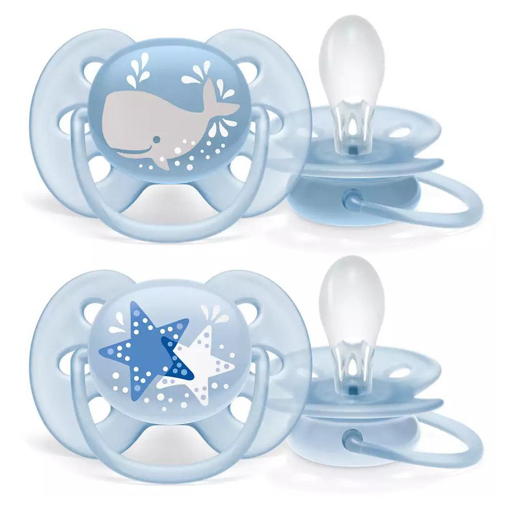 Avent Ultra Air Free Flow Soother Pacifier Decoreted 6-18 months 2pcs Pack Blue Philips Avent Yallatoys