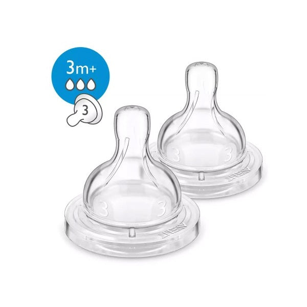Avent Classic Plus Nipple Teats 3 Hole 2pcs Pack Philips Avent Yallatoys