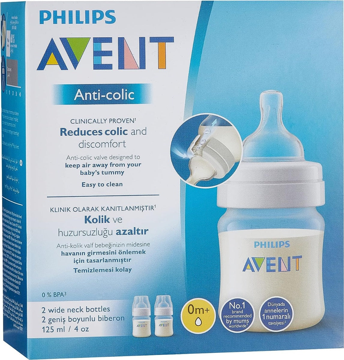 Avent Anti Colic Plastic Bottle 2pcs Pack 125ml Philips Avent Yallatoys