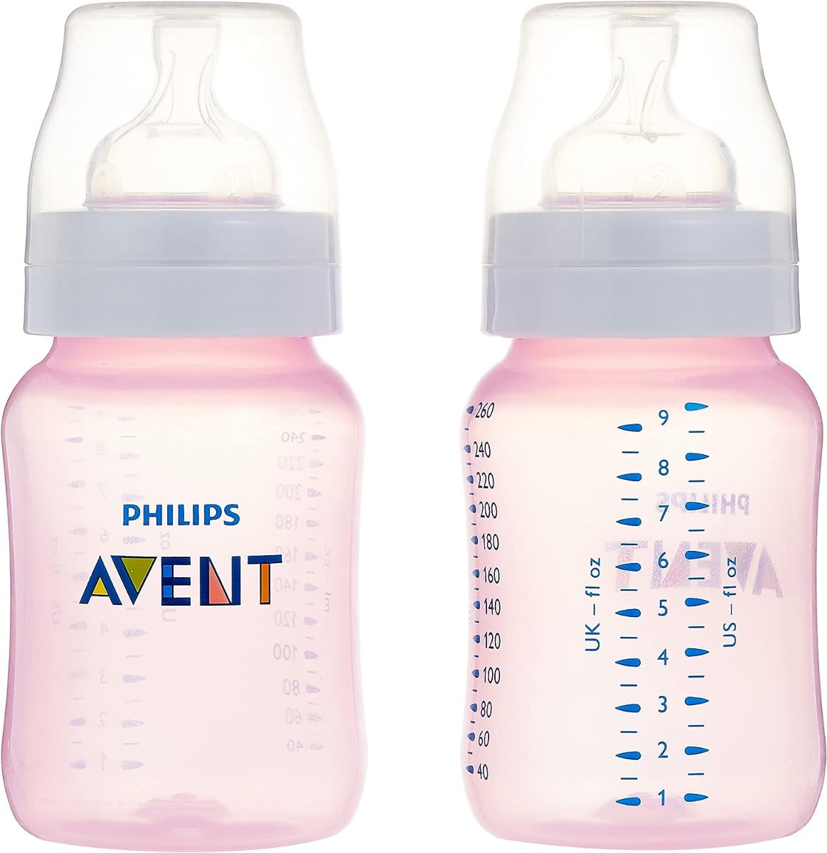 Avent Anti Colic Plastic 2pcs Bottle Pack 260ml Pink Philips Avent Yallatoys