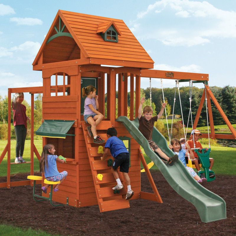 Buy Kidkraft Ridgeview Deluxe Clubhouse Wooden Swing Playset | Yallatoys.com