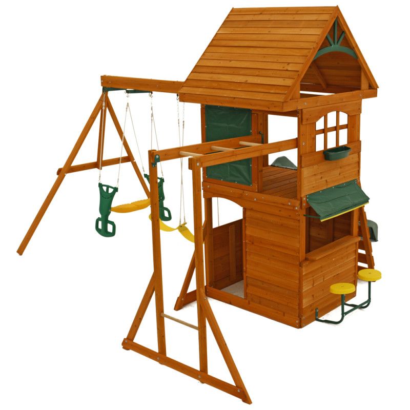 Buy Kidkraft Ridgeview Deluxe Clubhouse Wooden Swing Playset | Yallatoys.com
