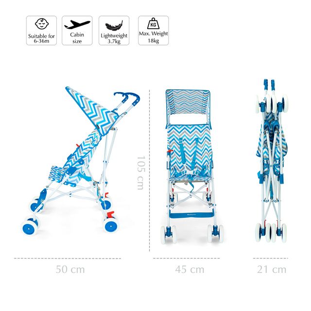 Bumble & Bird Portable Compact Baby Travel Buggy Stroller Blue Bumble & Bird Yallatoys