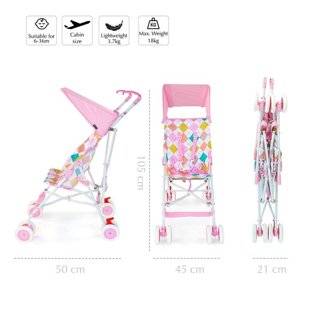 Bumble & Bird Portable Compact Baby Travel Buggy Stroller Pink Bumble & Bird Yallatoys