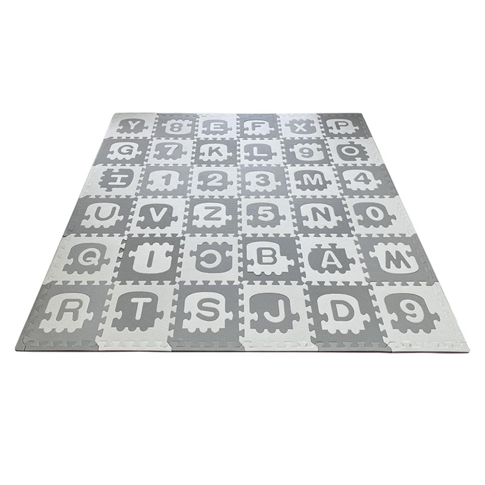 Bumble & Bird Babysafe Play Mat Alphabet Grey And White Bumble & Bird Yallatoys