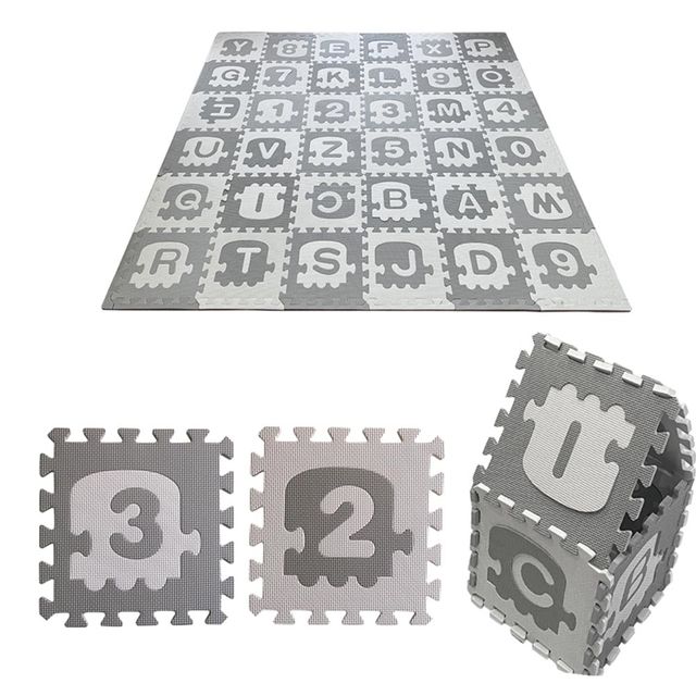 Bumble & Bird Babysafe Play Mat Alphabet Grey And White
