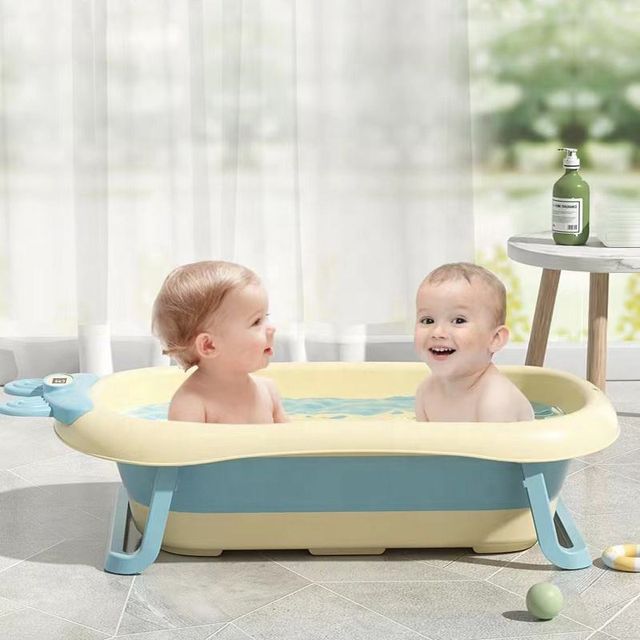 Bumble & Bird Foldable Bathtub Rabbit Style with Digital Thermometer Light Blue Bumble & Bird Yallatoys