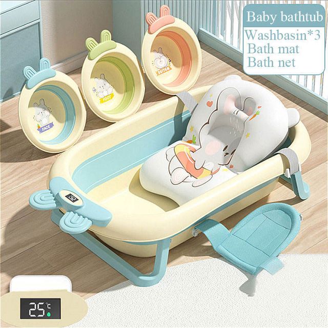 Bumble & Bird Foldable Bathtub Rabbit Style with Digital Thermometer Light Blue Bumble & Bird Yallatoys