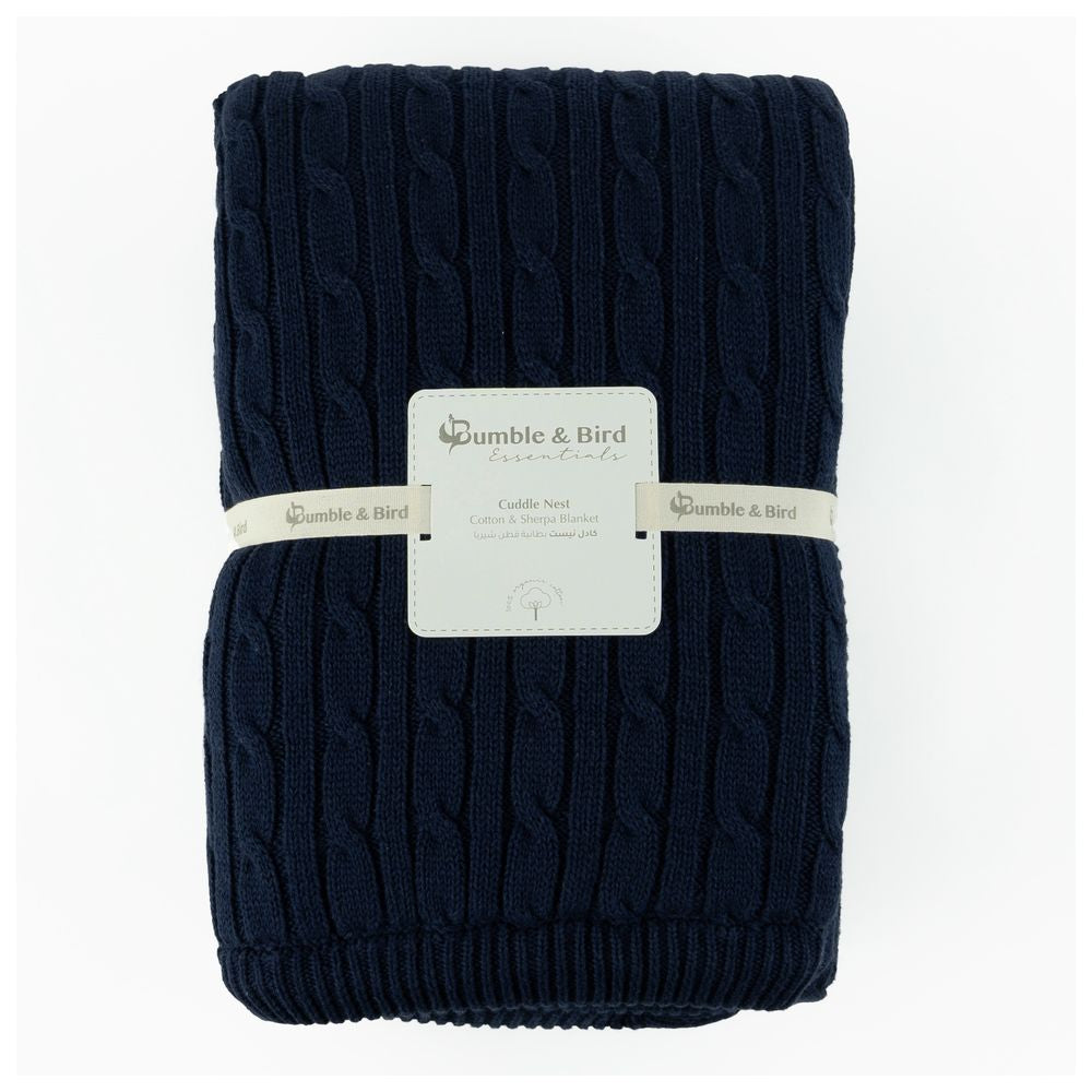 Bumble & Bird Knitted Blanket With Sherpa Back Blue Bumble & Bird Yallatoys