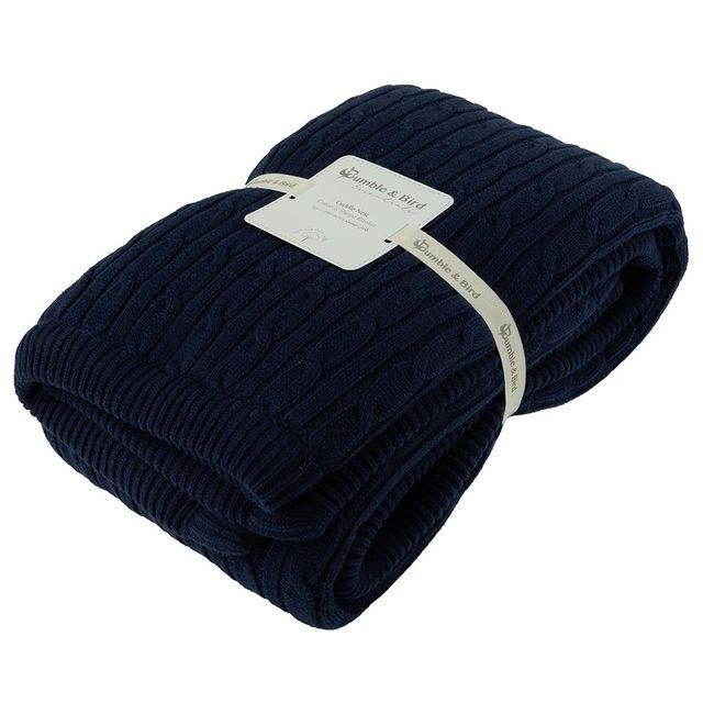 Bumble & Bird Knitted Blanket With Sherpa Back Blue Bumble & Bird Yallatoys