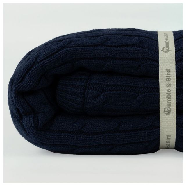 Bumble & Bird Knitted Blanket With Sherpa Back Blue Bumble & Bird Yallatoys