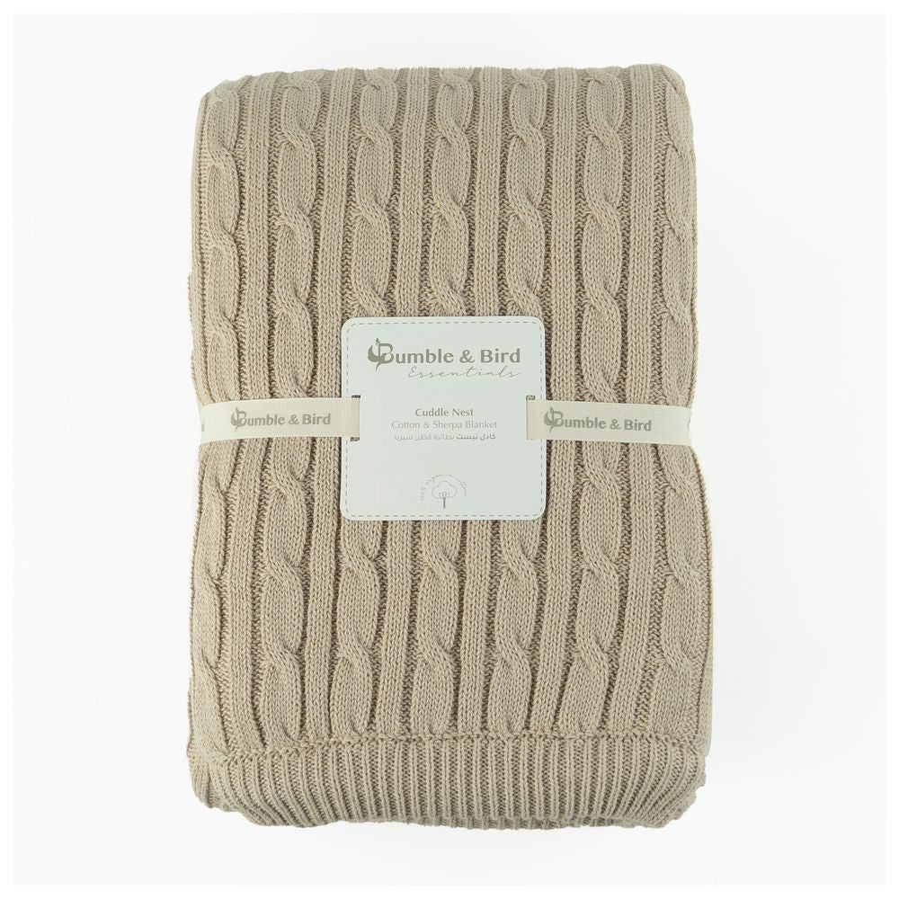 Bumble & Bird Knitted Blanket With Sherpa Back Beige Bumble & Bird Yallatoys