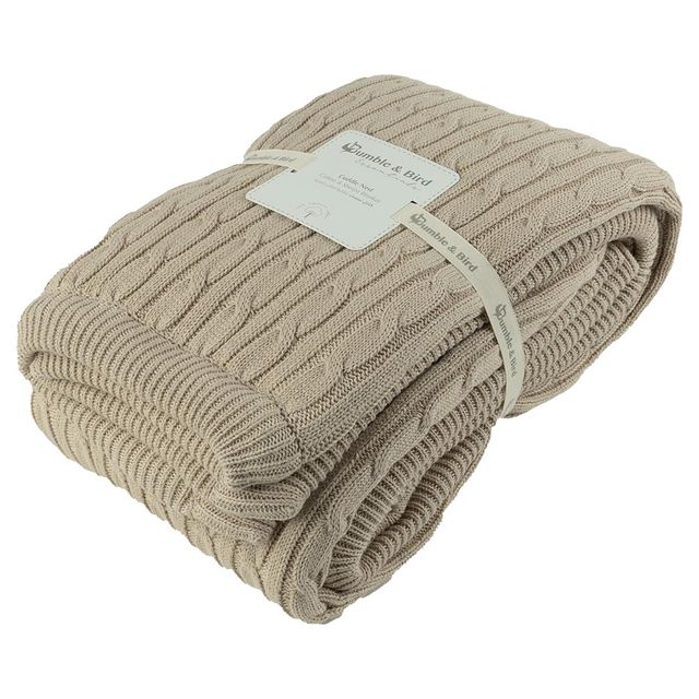 Bumble & Bird Knitted Blanket With Sherpa Back Beige Bumble & Bird Yallatoys