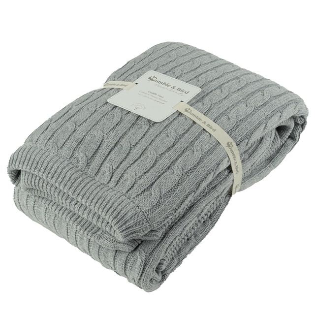 Bumble & Bird Knitted Blanket With Sherpa Back Grey Bumble & Bird Yallatoys