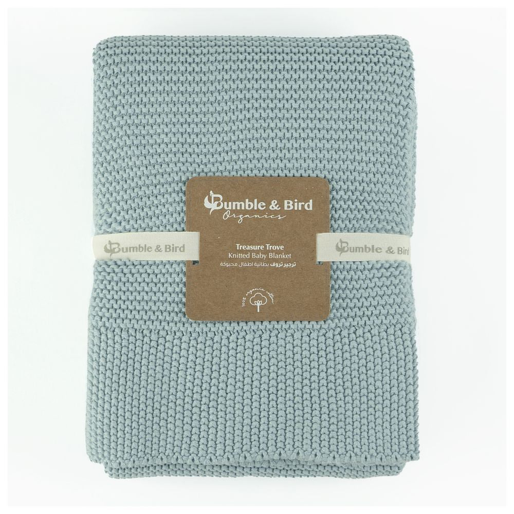 Bumble & Bird Knitted Receiving Blanket Blue Bumble & Bird Yallatoys