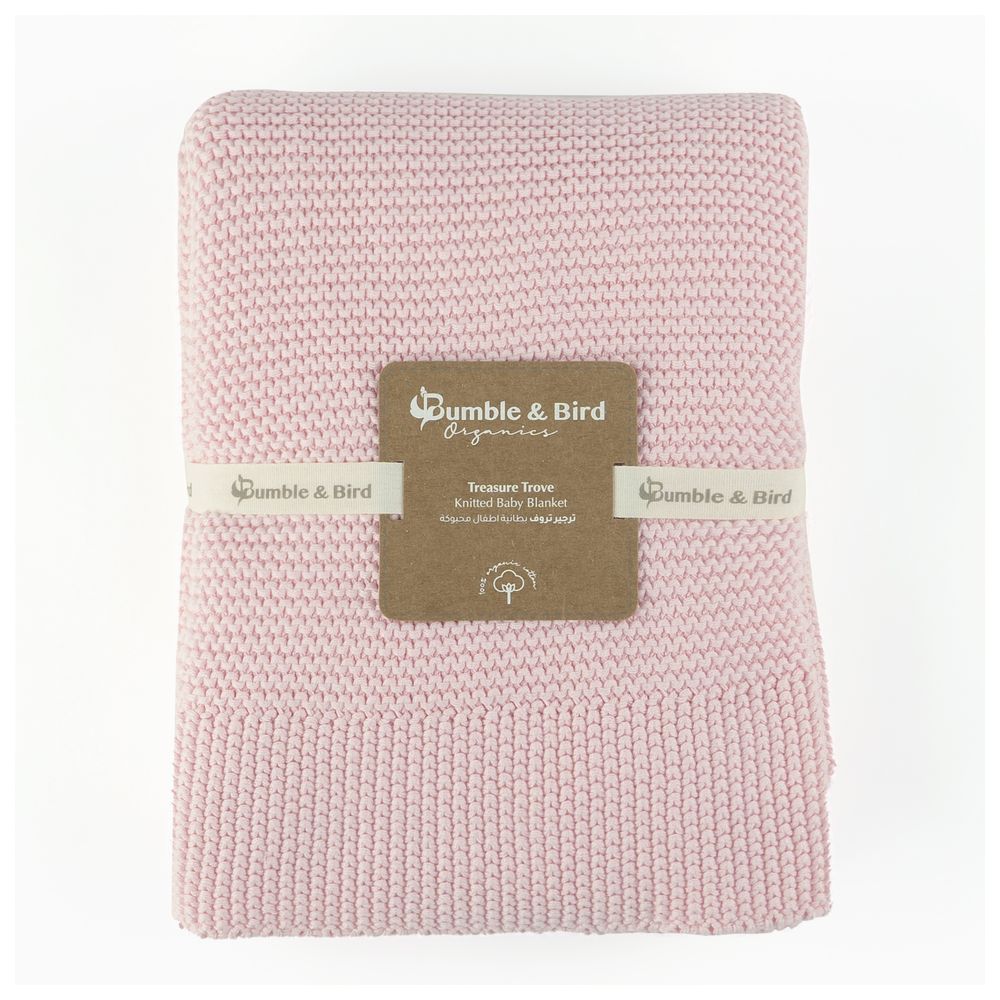 Bumble & Bird Knitted Receiving Blanket Pink Bumble & Bird Yallatoys