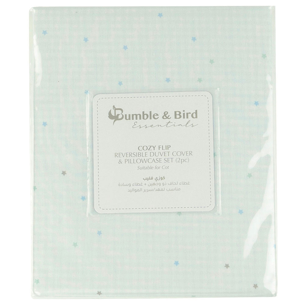 Bumble & Bird Reversible Duvet Cover & Pillowcase For Cot Blue Bumble & Bird Yallatoys