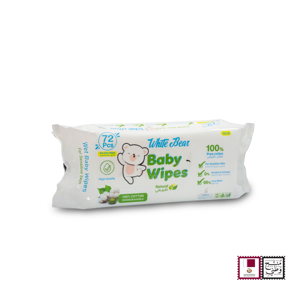 White Bear Baby Wipes Sensitive Skin 72 wipe White Bear Yallatoys
