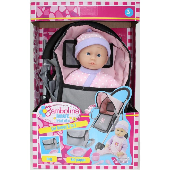 Buy Bambolina Buggy Set 8 In 1 With 29cm Doll | Yallatoys.com