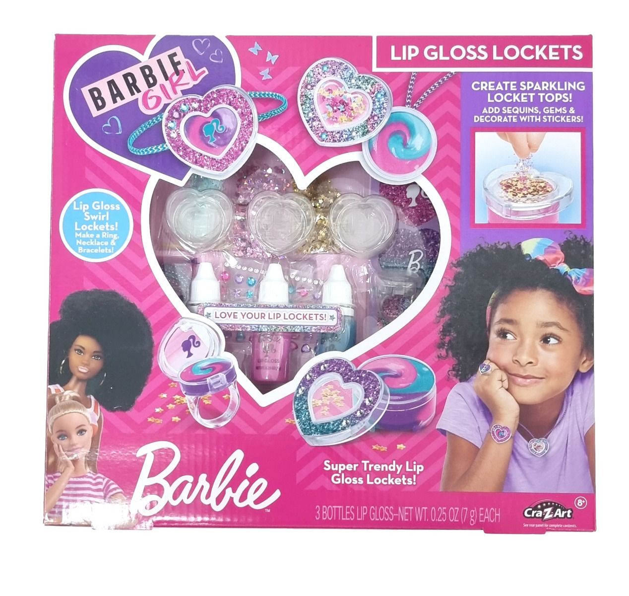 Buy Barbie Sparkling Sweet Heart Lip Gloss Lockets | Yallatoys.com