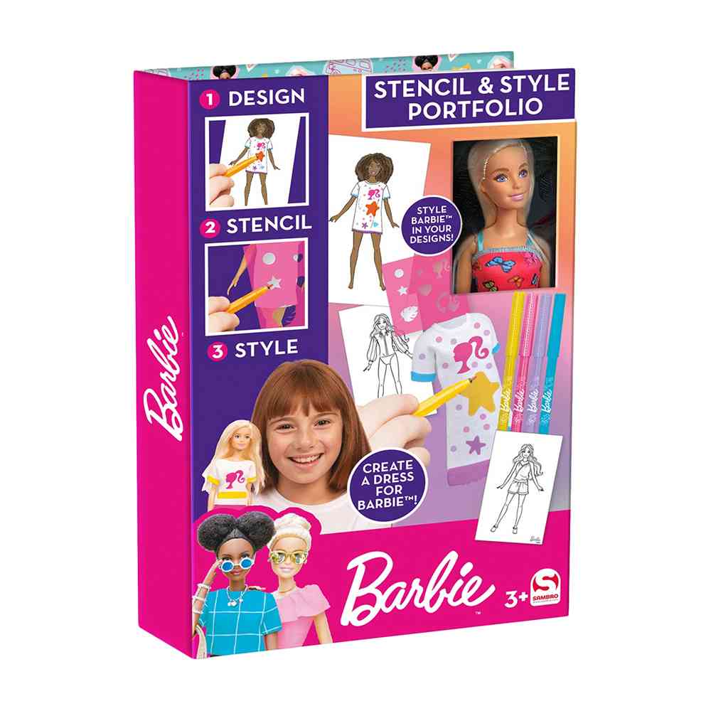 Buy Barbie Stencil and Style Portfolio Drawing Set with Doll | Yallatoys.com