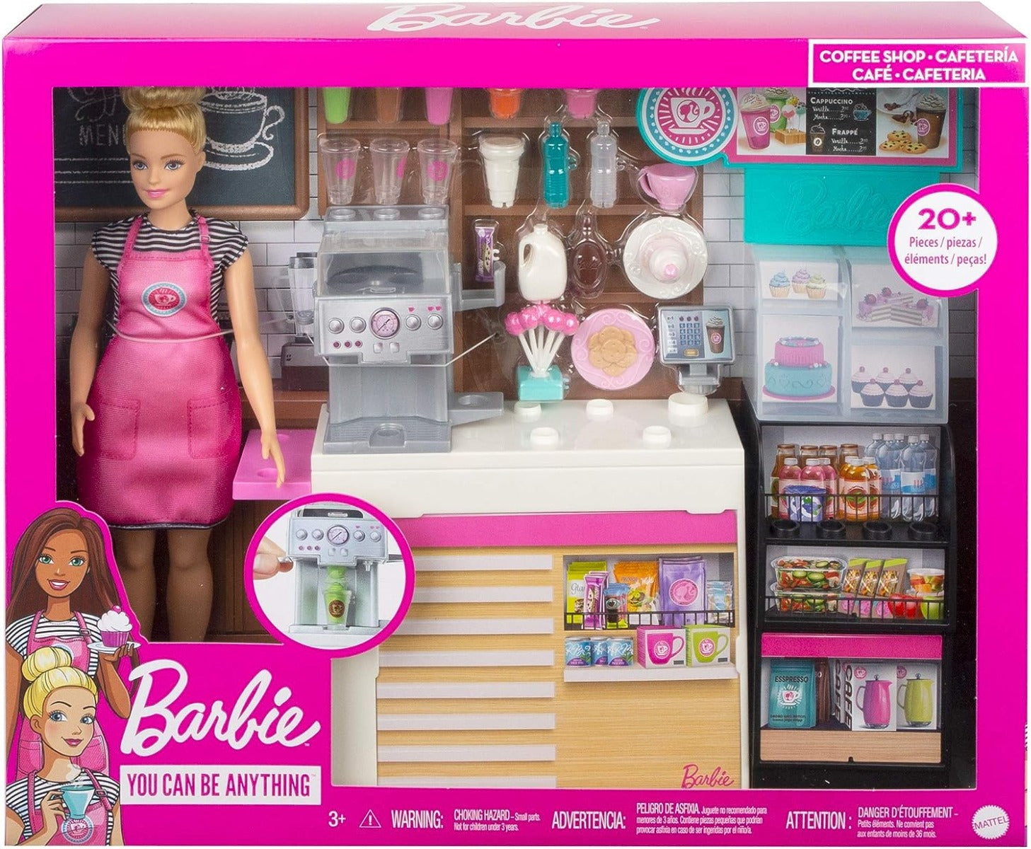 Buy Barbie Coffee Shop with Doll and 20 Realistic Play Pieces | Yallatoys.com