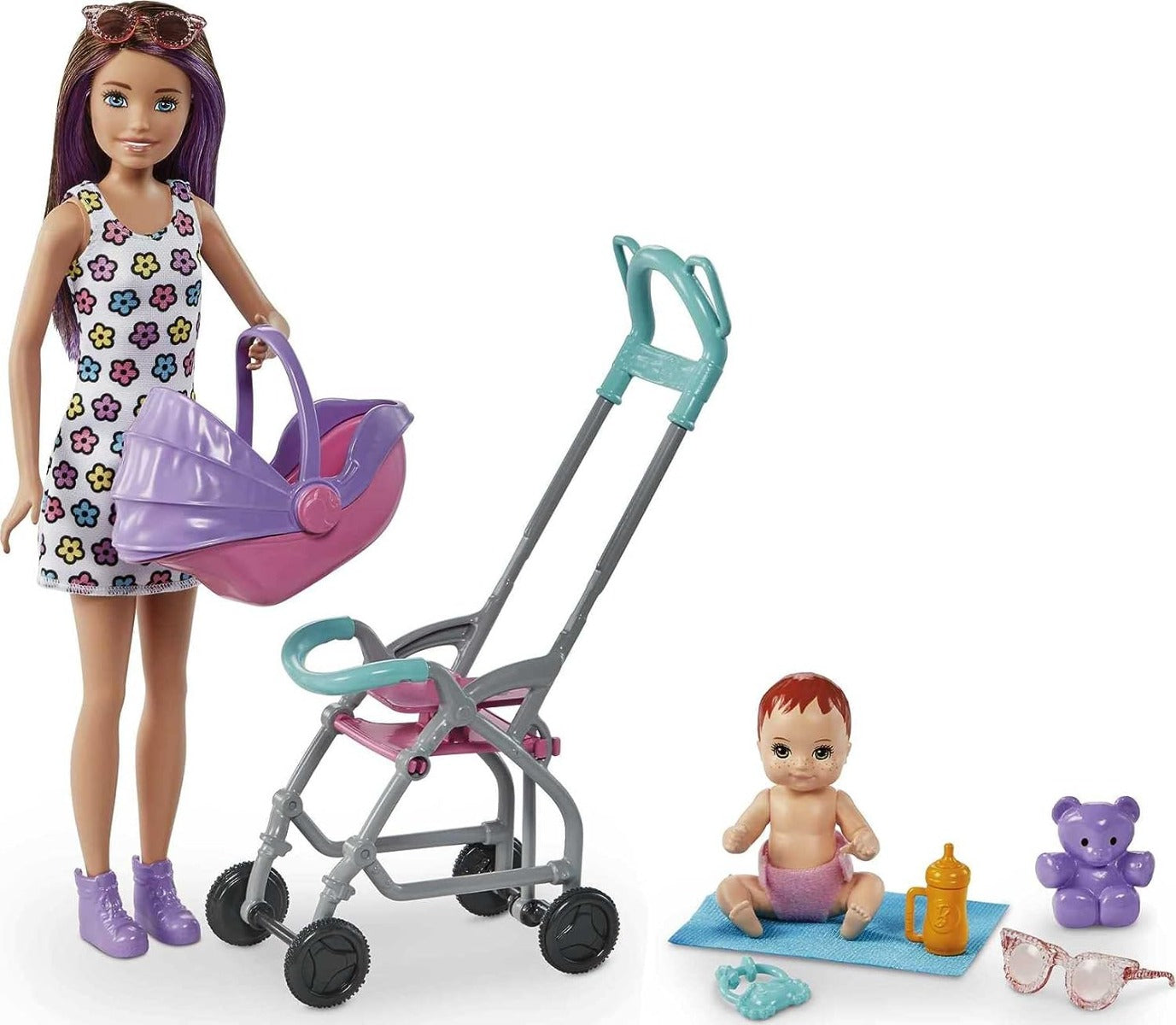 Buy Barbie Skipper Babysitters Playset with Fashion Doll Stroller Baby Doll with 5 Accessories | Yallatoys.com
