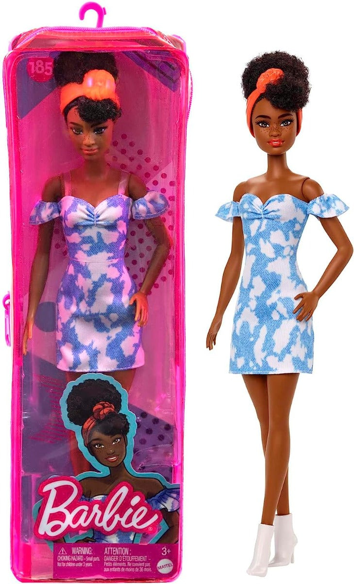 Buy Barbie Fashionistas Doll with Black Up Do Hair Bleached Denim Dress Boots & Headband | Yallatoys.com