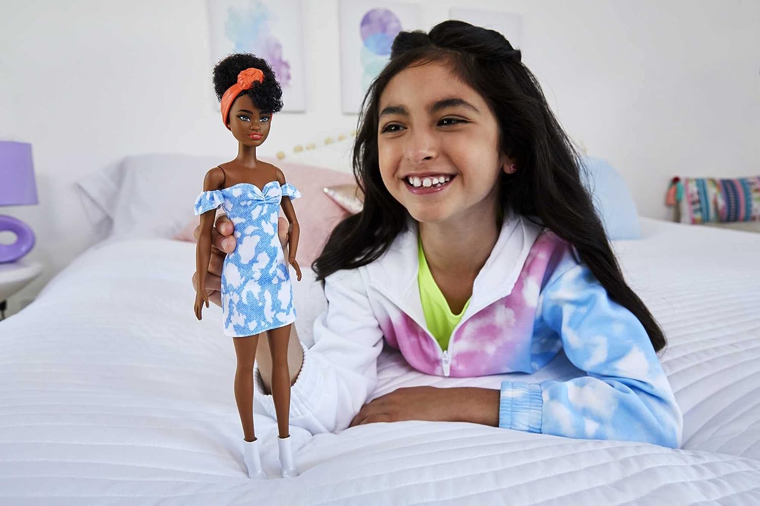 Buy Barbie Fashionistas Doll with Black Up Do Hair Bleached Denim Dress Boots & Headband | Yallatoys.com