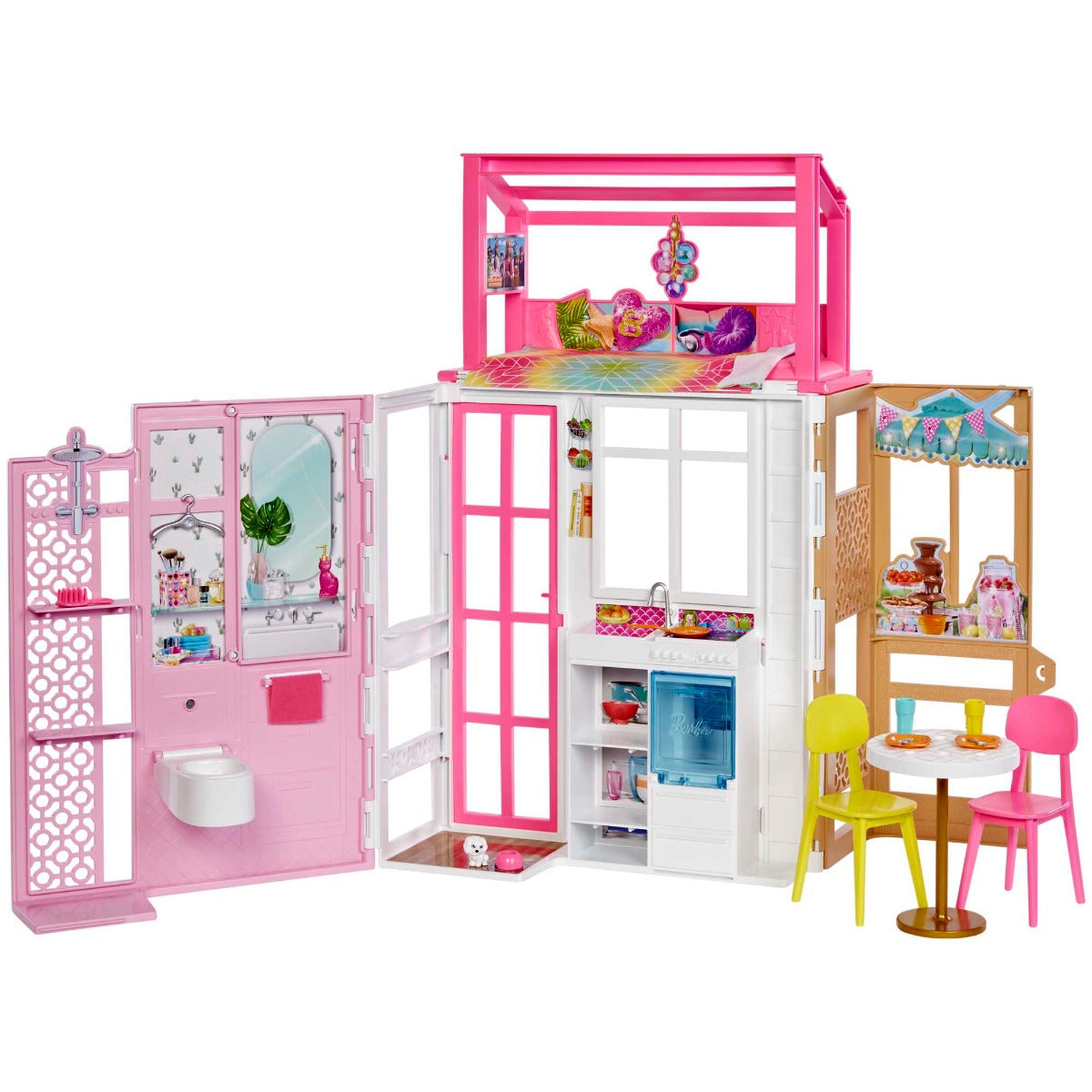 Buy Barbie Dollhouse With 2 Levels & 4 Play Areas Fully Furnished without Dolls | Yallatoys.com