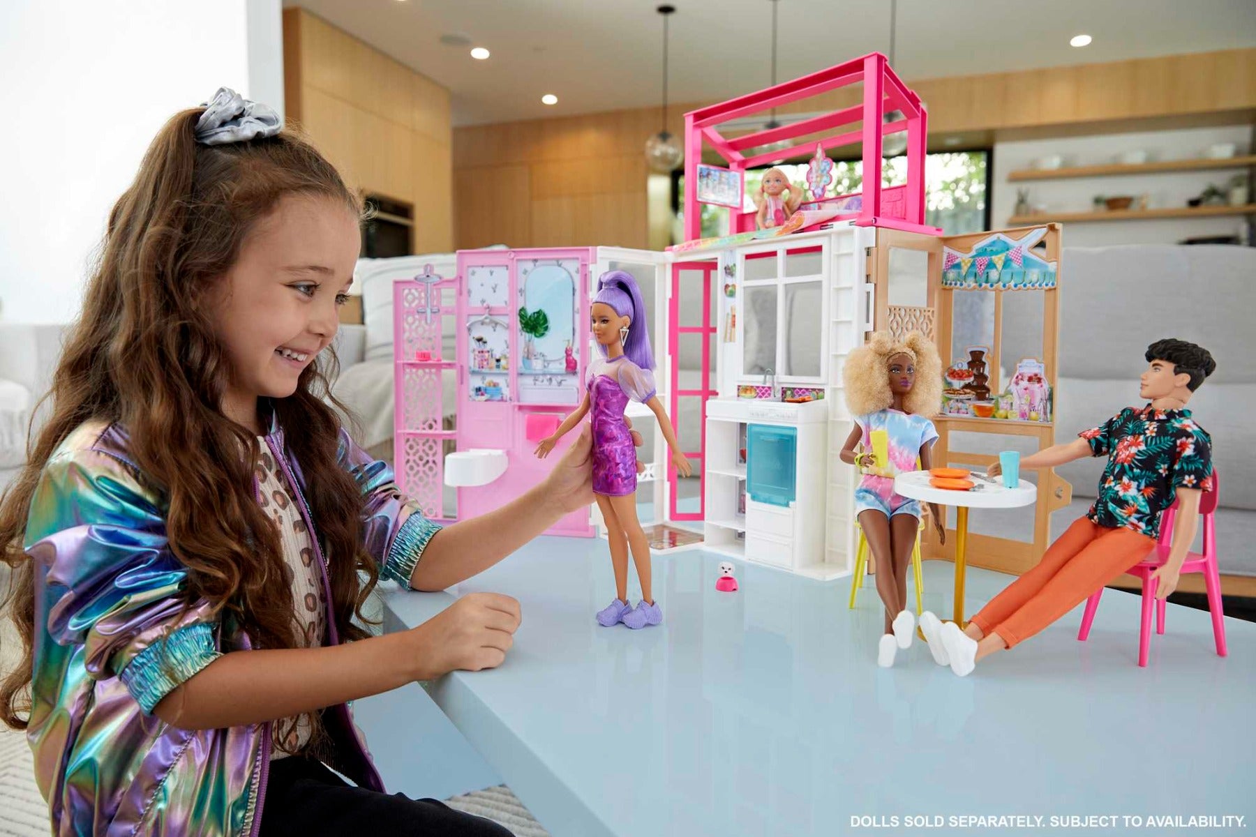 Buy Barbie Dollhouse With 2 Levels & 4 Play Areas Fully Furnished without Dolls | Yallatoys.com