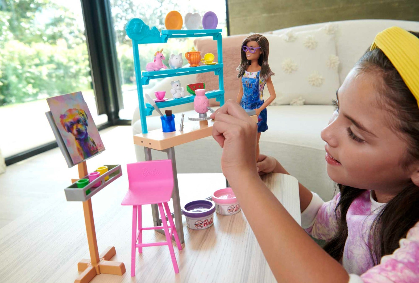 Buy Barbie Relax and Create Art Studio 11.5inch Barbie Doll with 25 Creation Accessories For Pottery Making & Painting | Yallatoys.com