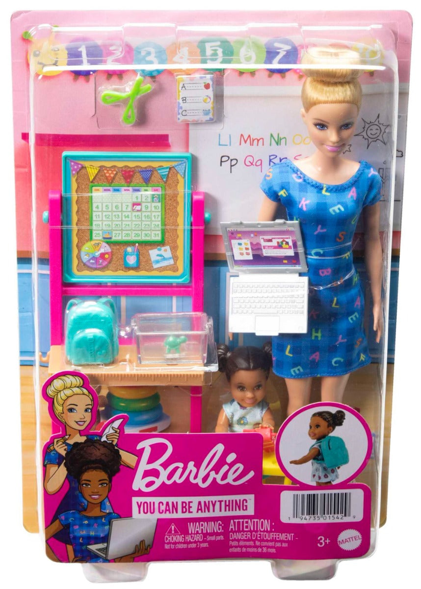 Buy Barbie Kindergarten Teacher BlondeDoll Blonde Toddler Doll Brunette with Accessories | Yallatoys.com