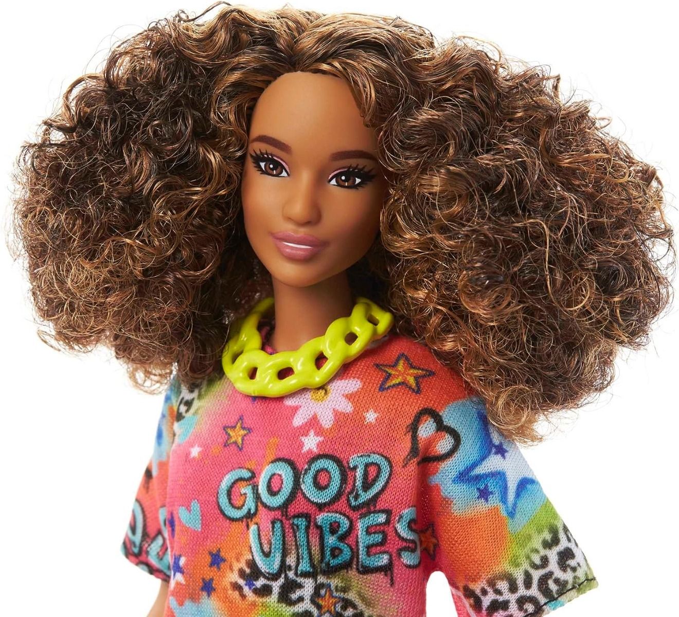 Buy Barbie Fashionistas Doll with Athletic Body Curly Brunette Hair Graffiti Print Dress | Yallatoys.com